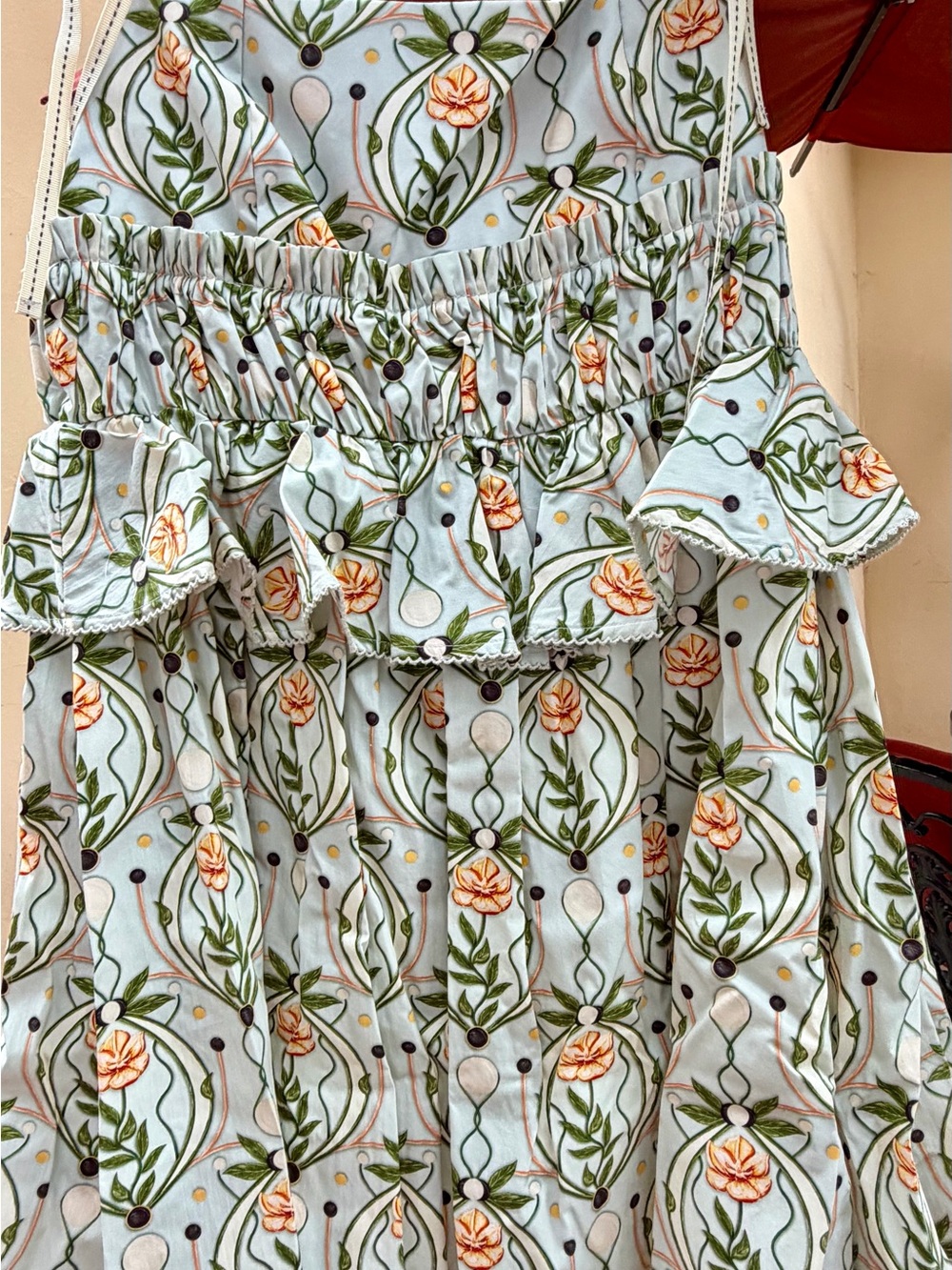 Agua by Agua Bendita Pastel Blue Floral Ruffled Mini Dress
